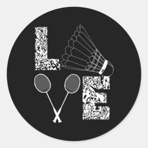 Shuttle Kärlek Badminton Älskare Racquet Smashs Runt Klistermärke