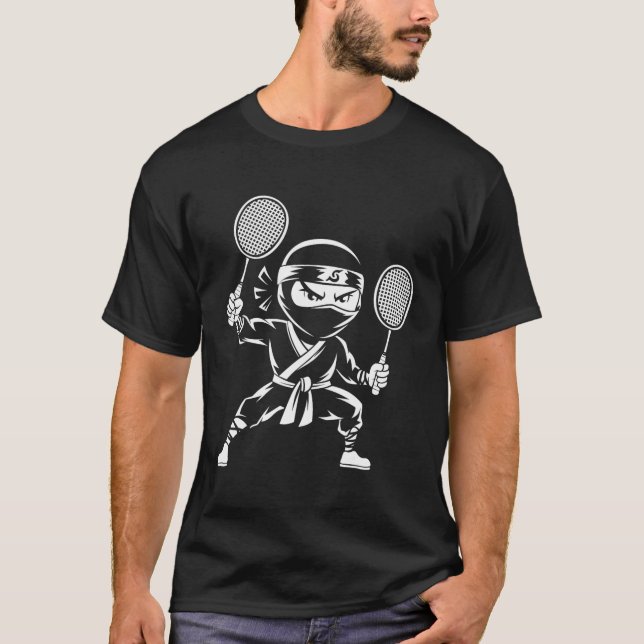 Shuttle Racquet Racket - Team Player Dminton Ninja T Shirt (Framsida)