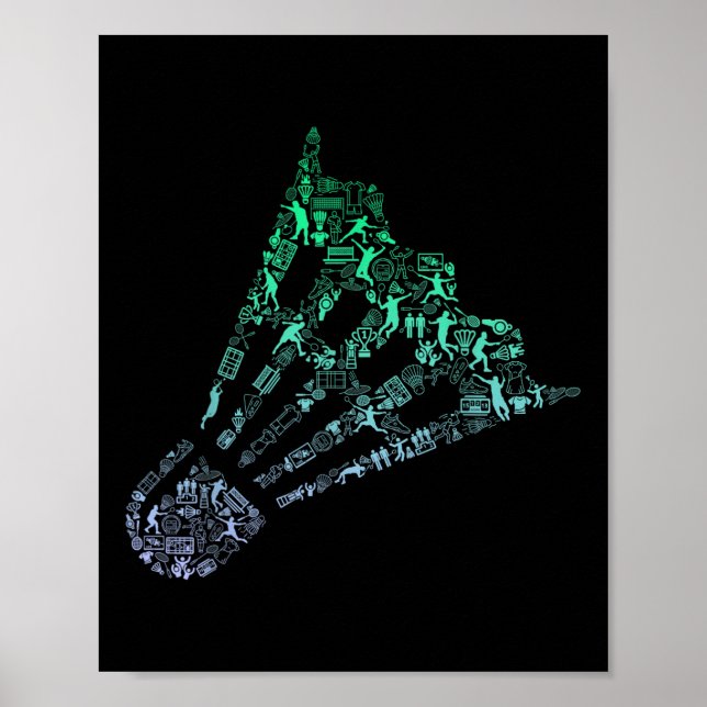Shuttle Silhouette Badminton Spelar Tröja Mäns Dål Poster (Framsidan)