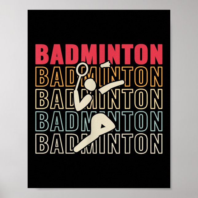  Shuttle Sport Badminton Retro För manar Poster (Framsidan)