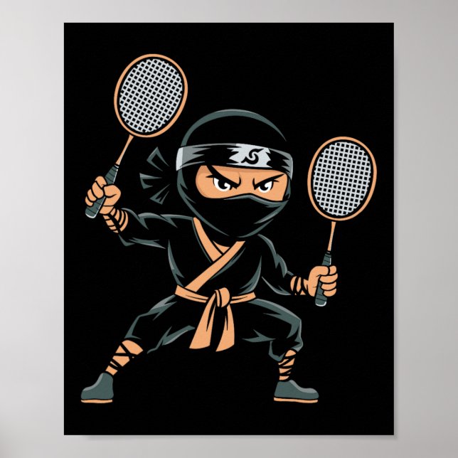 Shuttle Team Racket - Court Racquet Dminton Ninja Poster (Framsidan)