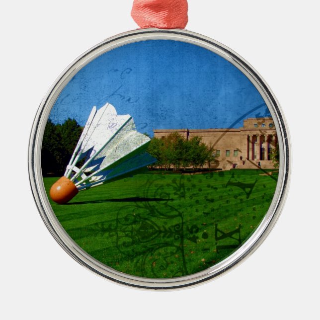 Shuttlecock på Gräsmatta Julgransprydnad Metall (Framsidan)