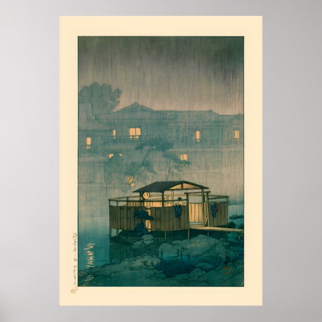 Shuzenji i Rain av Kawase Hasui Poster (Framsidan)