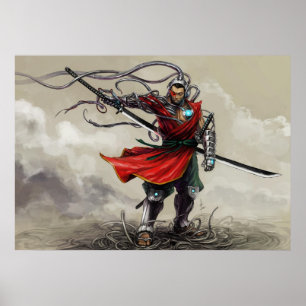 SHWANN: Futuristiskan Samurai DJ Print Poster