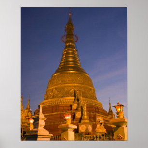 Shwe Myin Tin Temple, dusk, Make Tehi Lar Poster
