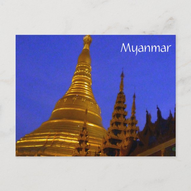 Shwedagon natt Myanmar Vykort (Framsida)