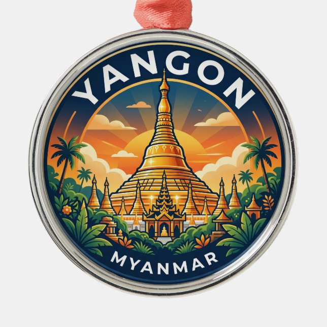 Shwedagon Pagoda Myanmar Julgransprydnad Metall (Framsidan)