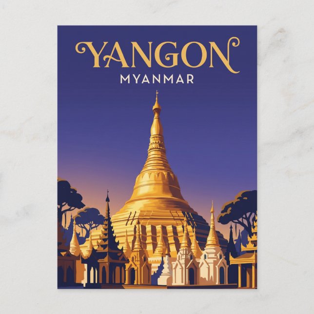 Shwedagon Pagoda Myanmar Vykort (Framsida)