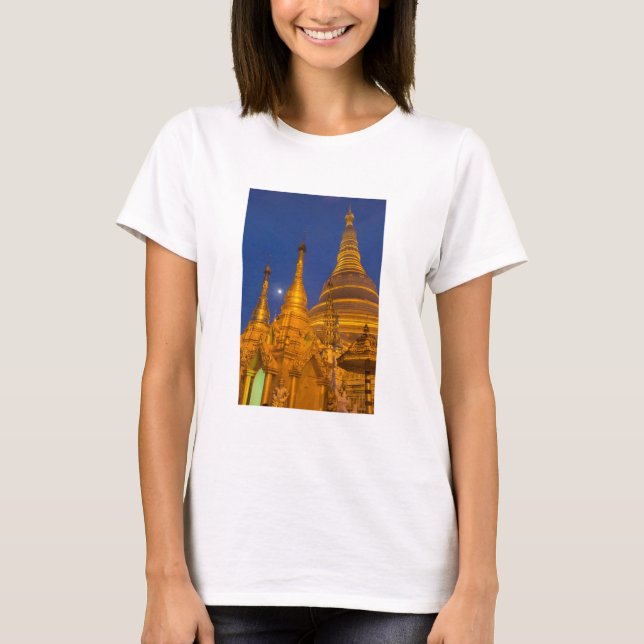 Shwedagon Pagoda nattetid, Myanmar T-shirt (Framsida)