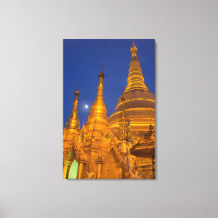 Shwedagon Pagoda på natten, Myanmar Canvastryck