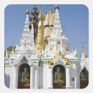 Shwedagon Pagoda (Paya), stor tempelplats som 2 Fyrkantigt Klistermärke