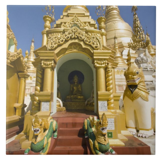 Shwedagon Pagoda (Paya), stor tempelplats som 4 Kakelplatta (Framsidan)