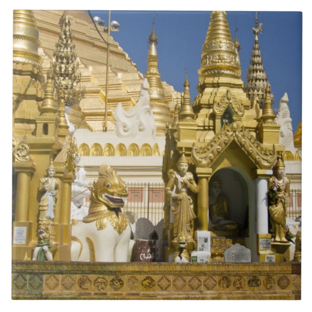 Shwedagon Pagoda (Paya), stor tempelplats som Kakelplatta (Framsidan)