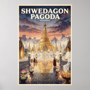 Shwedagon Pagoda Vintage Resa Poster