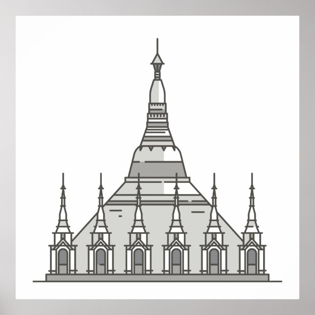 Shwedagon Pagoda World-landmärken Poster (Framsidan)