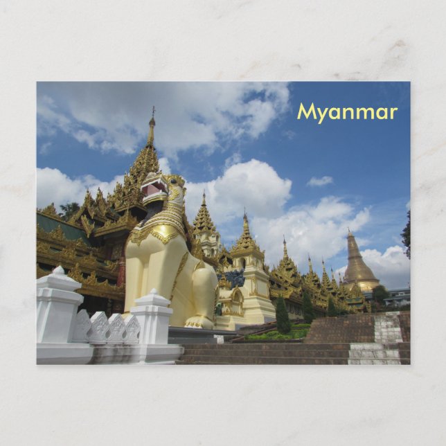 Shwedagon Pagoda, Yangon, Myanmar Postcard Vykort (Framsida)
