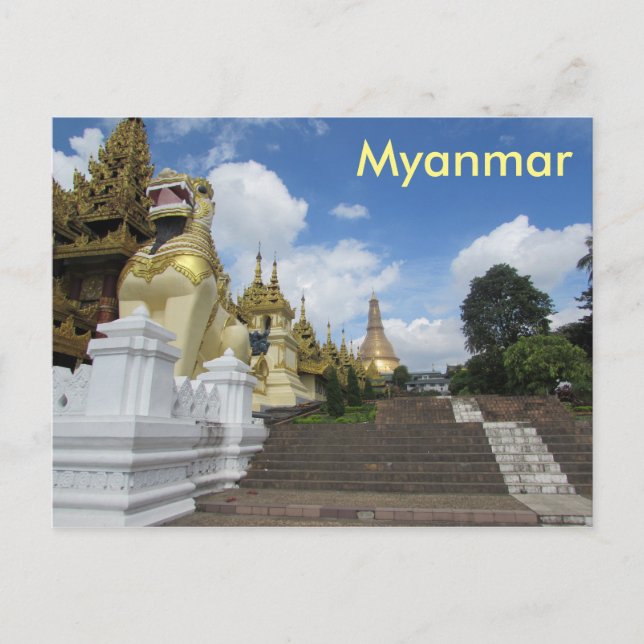 Shwedagon Pagoda, Yangon, Myanmar Postcard Vykort (Framsida)