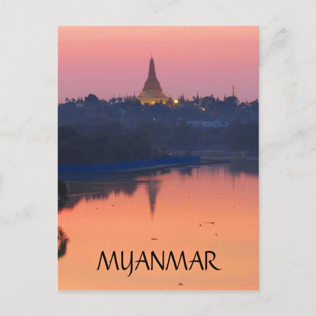 shwedagon sunset myanmar vykort (Framsida)