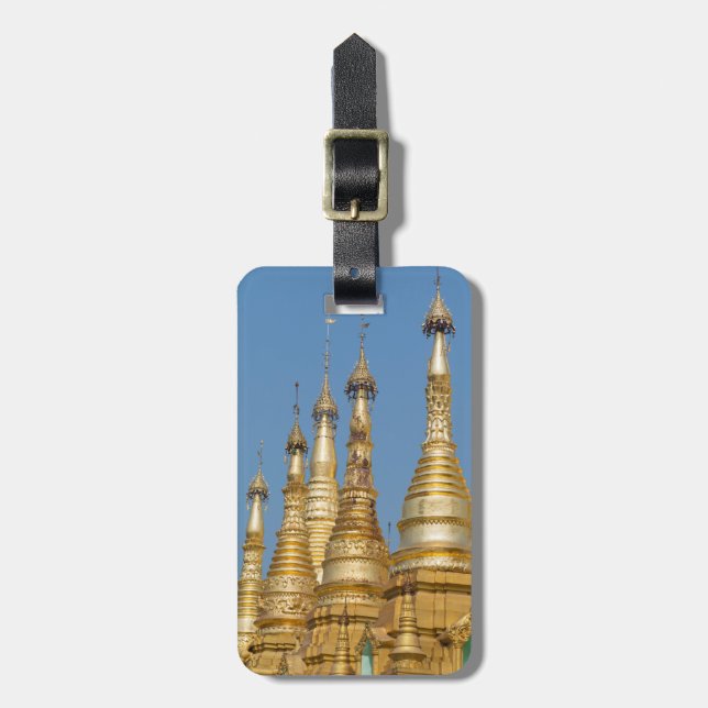 Shwedagonpagodans spiror bagagebricka (Vertikal Framsida)