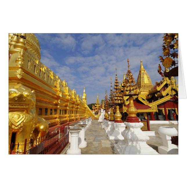 Shwezigon Pagoda-komplex i Bagan (Pagan), Hälsningskort (Framsidan Horizontal)