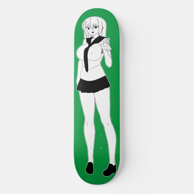 Shy Anime School Girl Skateboard Deck (Framsida)