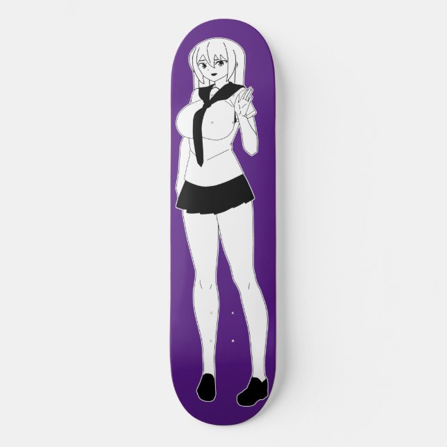 Shy Anime School Girl Skateboard Deck (Framsida)