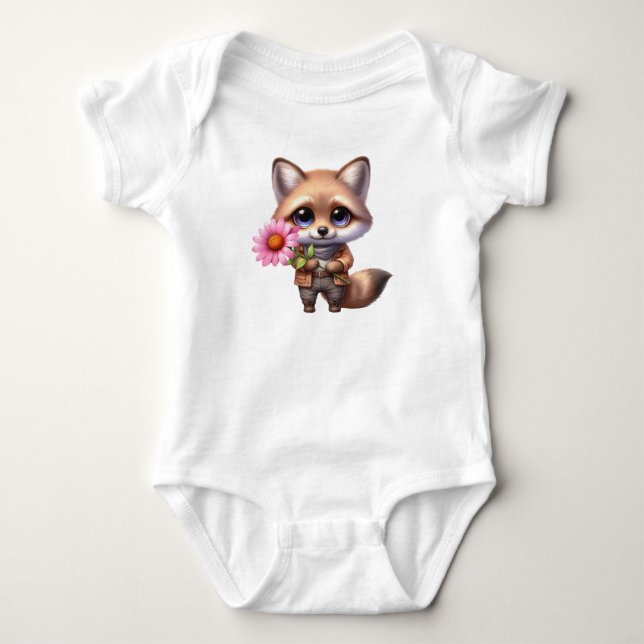 Shy Baby Fox T Shirt (Framsida)