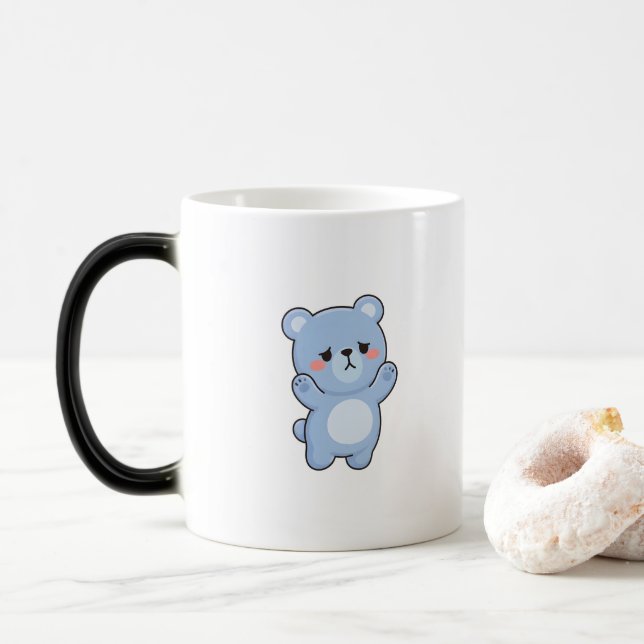 Shy Bear Minimal Kawaii Style Magisk Mugg (Med munk)