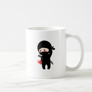 Shy Blushing Ninja Holding Origami Pappert hjärta Kaffemugg