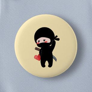 Shy Blushing Ninja Origami Papper Heart-Gult Knapp