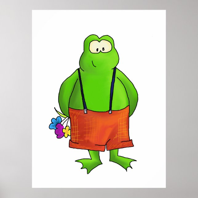 Shy Boy Frog Art Skriv ut Poster (Framsidan)