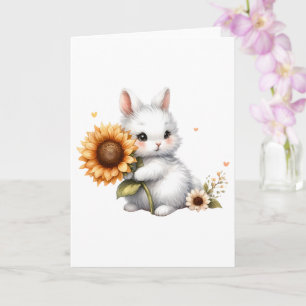 Shy Bunny med solros All-Tillfälle Hälsning Kort