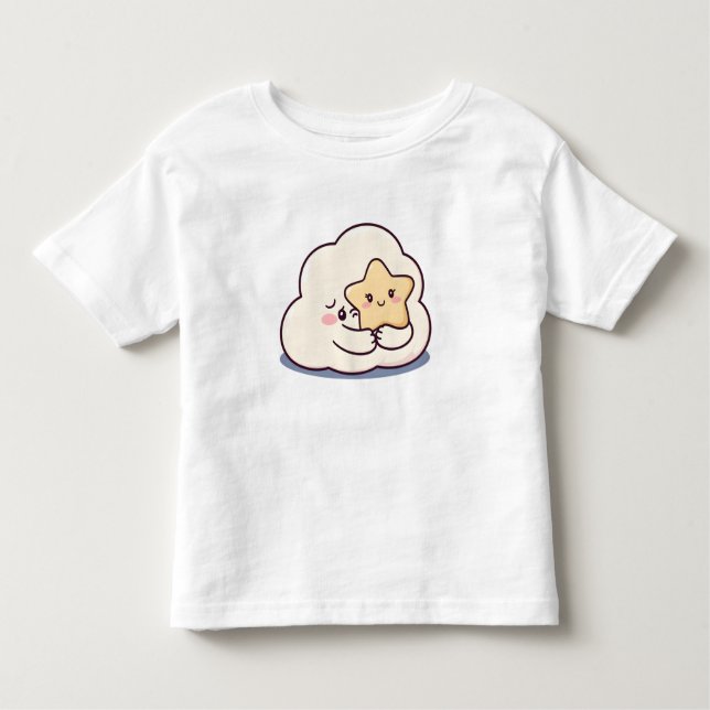 Shy Cloud Hugger a Star - Dreamy Cute Himmel Chara T Shirt (Framsida)