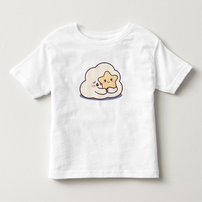 Shy Cloud Hugger a Star - Dreamy Cute Himmel Chara T Shirt (Framsida)
