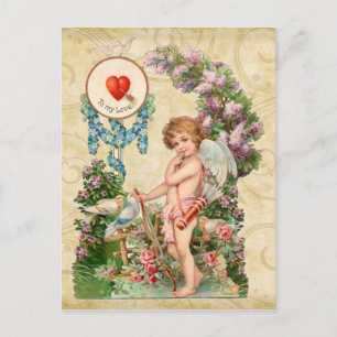 Shy Cupid Valentine vycard Helg Vykort