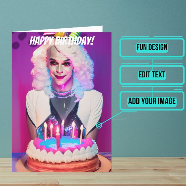 Shy Drag Queen Funny Birthday Kort (Make sure their LGBTQ+ birthday is as gay as they are.)
