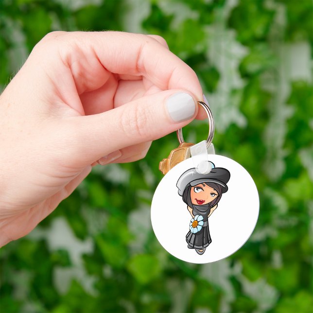 Shy Fransk Girl Keychain Nyckelring (Skapare uppladdad)