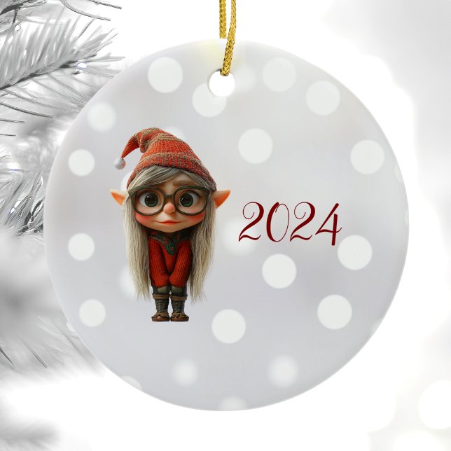 Shy Girl jul Elf Ceramic Ornament (Skapare uppladdad)