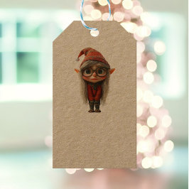 Shy Girl jul Elf Kraft Gift Märkres Presentetikett