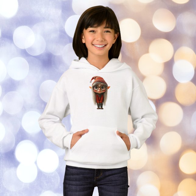 Shy Girl-julen Elf Girl's Hoodie T Shirt (Skapare uppladdad)