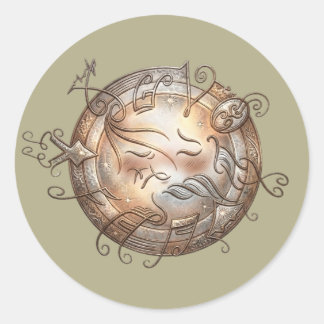 Shy Musical Emoji - Vintage Melody Illustration  Runt Klistermärke