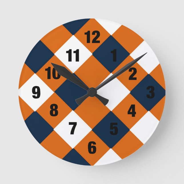 Shy Orange och Blue Cobbler Clock Rund Klocka (Framsida)