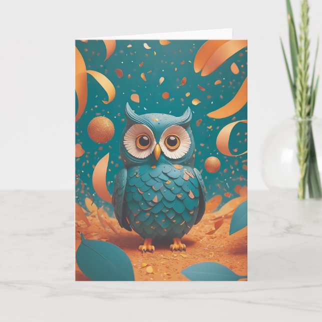 Shy owl suddenly Birthday Kort (Framsida)