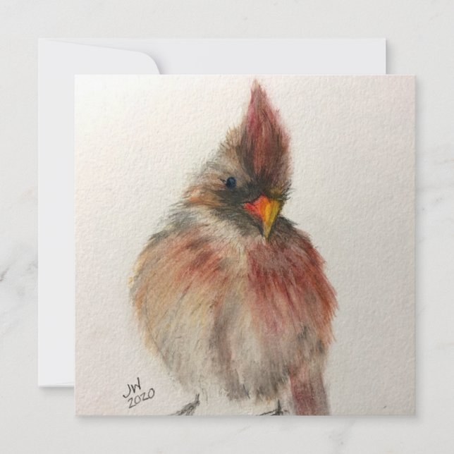 Shy Red Bird Note-kort Julkort (Framsida)
