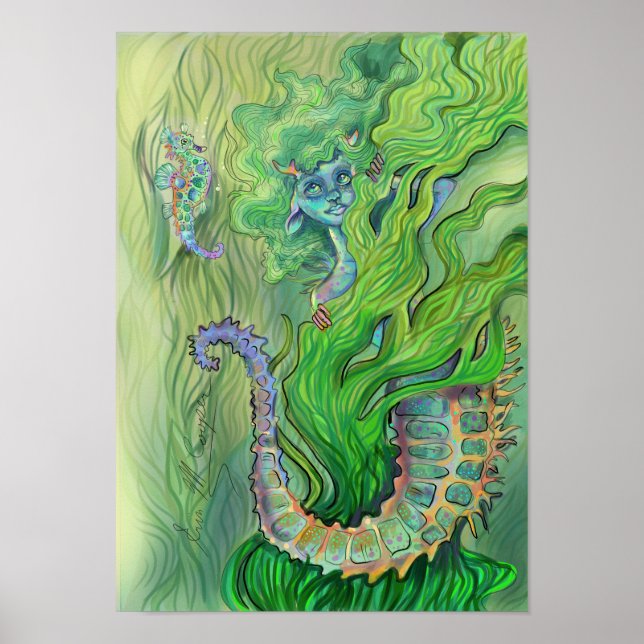 Shy Seahorse Sjöjungfru Poster (Framsidan)