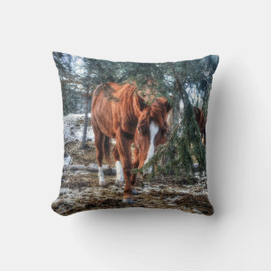 Shy Sorrel Mare och Grenar Horse-älskare Gift Kudde