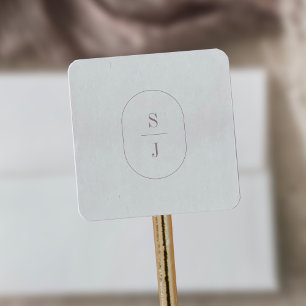 SHYLAH Dusty Ro Boho minimalist Bröllop Monogram Fyrkantigt Klistermärke