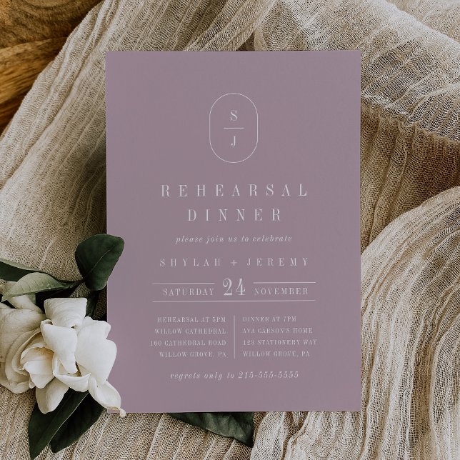 SHYLAH Geometric Lilac Monogram Rehearsal Dinner Inbjudningar (SHYLAH Geometric Lilac Monogram Rehearsal Dinner Invitation)