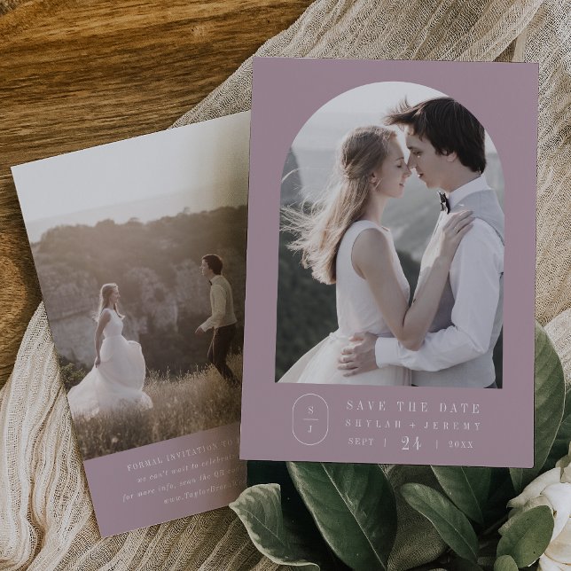 SHYLAH Lila Lilac minimalist Dusty Ro Bröllop Spara Datumet (SHYLAH Purple Lilac Minimalist Dusty Rose Wedding Save The Date)