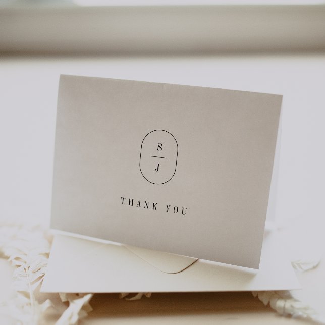 SHYLAH-märkt, minimalistisk, unik modern Bröllop Tack Kort (SHYLAH Folded Minimalist Unique Modern Wedding Thank You Card)